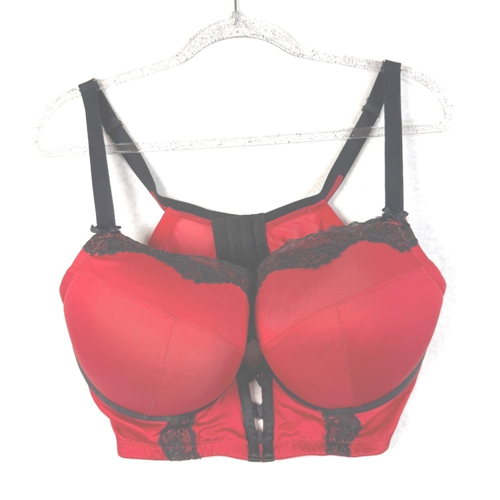 Lane Bryant Cacique Boost Balconette Bra Red Longline 40DDD A83532 Underwire